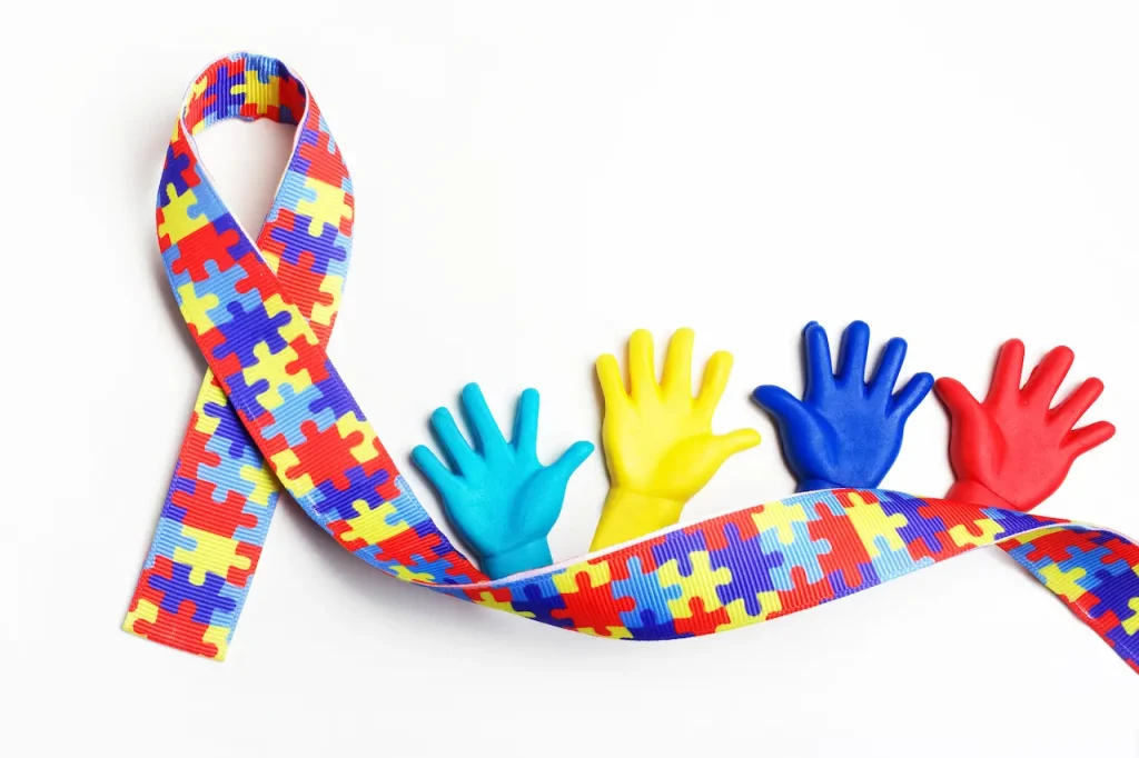 Multi-colored Puzzle Pieces Ribbon